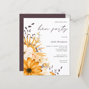 Budget Grey Yellow Floral Hen Party Invitation