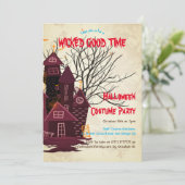 Budget Griezelige Halloween Spokenhuis Kostuumfees Kaart (Staand voorkant)