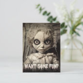 Budget griezelige zak pop volwassen Halloween uitn Uitnodiging Briefkaart (Staand voorkant)