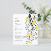 BUDGET Grijs en gele bloemen trouwuitnodiging (Staand voorkant)