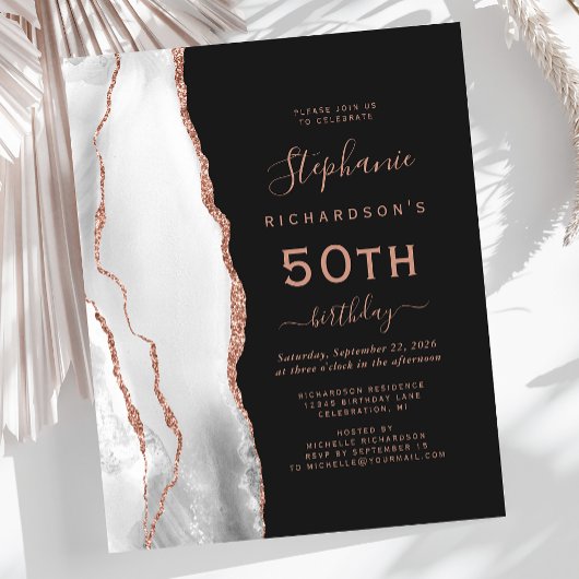 Budget Grijs Wit Rose Goud Agaat 50e Verjaardag