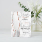 Budget Grijs Wit Rose Goud Agaat Marmeren Huwelijk (Staand voorkant)