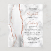 Budget Grijs Wit Rose Goud Agaat Marmeren Huwelijk (Voorkant)