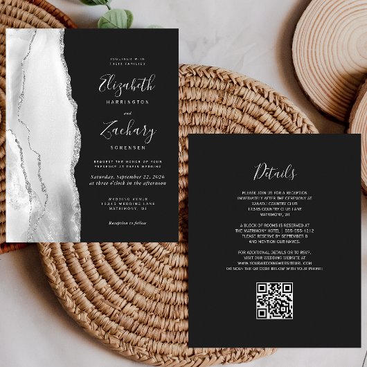 Budget Grijs Zilveren Agaat Donkere QR Code Trouwe