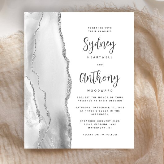 Budget Grijs Zilveren Agaat Kalligrafie Trouwen