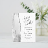 Budget Grijs Zilveren Agaat Save the Date (Staand voorkant)