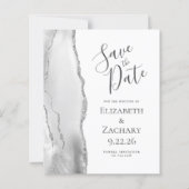Budget Grijs Zilveren Agaat Save the Date (Voorkant)