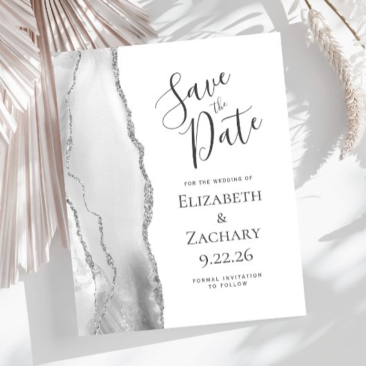 Budget Grijs Zilveren Agaat Save the Date