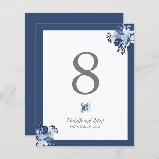 BUDGET  grijze marine Blue Floral bruiloft (Voorkant / Achterkant)