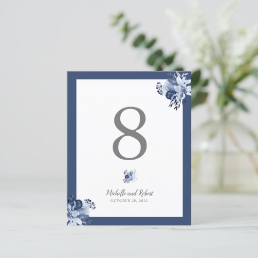 BUDGET  grijze marine Blue Floral bruiloft (Staand voorkant)