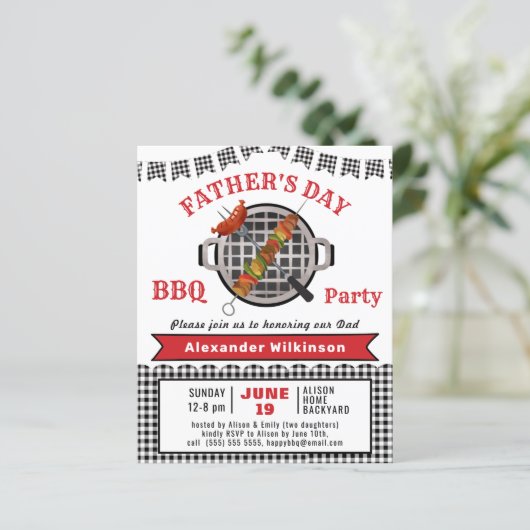 BUDGET Grill en Chill Vaderdag BBQ Uitnodiging (Staand voorkant)