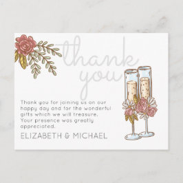 Budget grillige champagne dank u bruiloft briefkaart