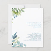 Budget groen blad Blauw Huwelijksuitnodiging (Achterkant)