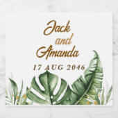 Budget Groen Blad Boho Bruiloft Wijnfles Label Sparkling Wijnetiket (Enkel label)