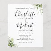 Budget groen blad script foto trouw uitnodiging (Voorkant)