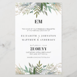 Budget groen blad typografie huwelijksuitnodiginge