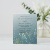 Budget groen blauw blad bruiloft uitnodiging (Staand voorkant)