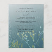 Budget groen blauw blad bruiloft uitnodiging (Voorkant)