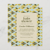 Budget groen blauwe vormen baby shower uitnodiging (Voorkant / Achterkant)