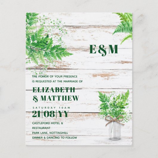 BUDGET Groen blijvende varens monochroom huwelijks (Voorkant)