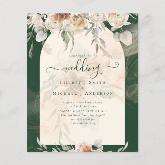 BUDGET Groen BOHO Terracotta Bloem Bruiloft (Voorkant)