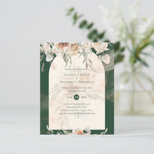 BUDGET Groen BOHO Terracotta Bloemen Bruiloft (Staand voorkant)