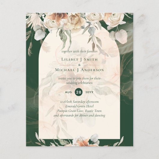 BUDGET Groen BOHO Terracotta Bloemen Bruiloft (Voorkant)