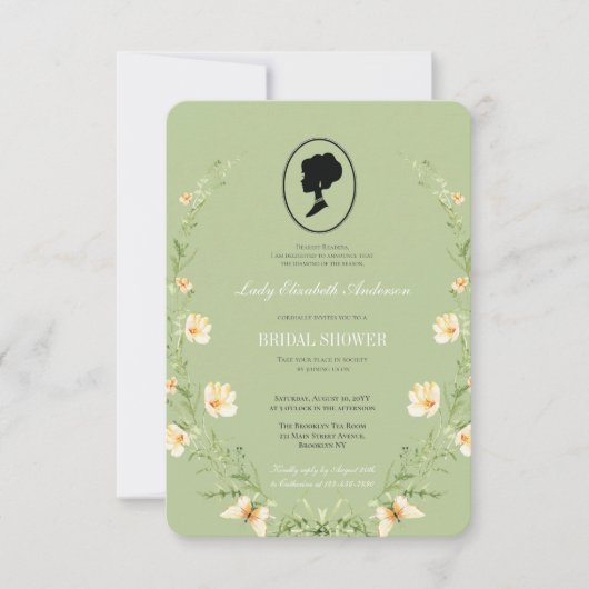 Budget groen botanische Bridgerton Vrijgezellenfee Kaart (Voorkant)