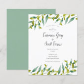 Budget groen chic script trouwkaart (Voorkant / Achterkant)