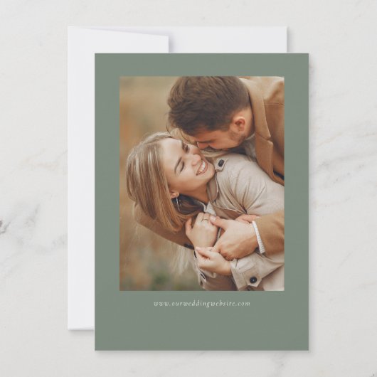 Budget Groen Eenvoudige Kalligrafie Script Foto Save The Date (Achterkant)