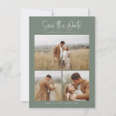 Budget Groen Eenvoudige Kalligrafie Script Foto Save The Date (Voorkant)