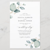 Budget groen eucalyptus trouwkaart (Voorkant)