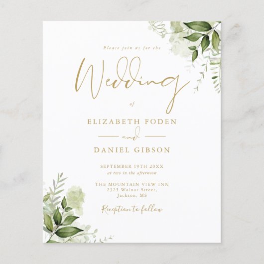 Budget groen foto gouden bruiloft uitnodiging (Voorkant)
