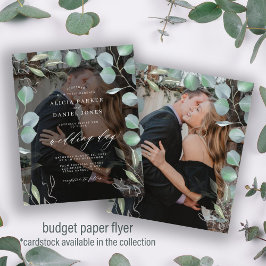 Budget groen foto trouwuitnodiging flyer
