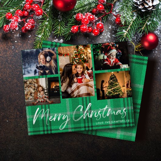 Budget Groen Geruit 5 Foto Prettig Kerstfeest