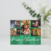 Budget Groen Geruit 5 Foto Prettig Kerstfeest (Staand voorkant)