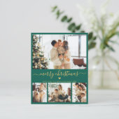 Budget Groen Goud 4 Foto Collage Kerst Kaart (Staand voorkant)