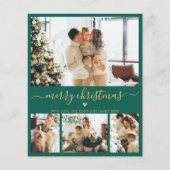Budget Groen Goud 4 Foto Collage Kerst Kaart (Voorkant)