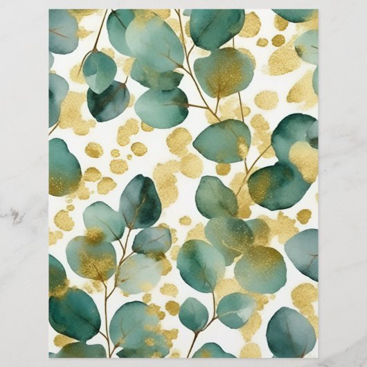 Budget Groen Goud Glitter Eucalyptus Bruiloft Flyer (Achterkant)