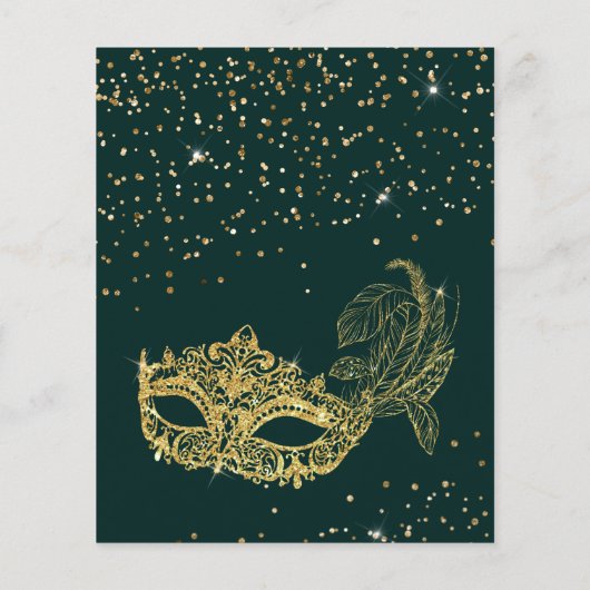 BUDGET Groen Goud Glitter Masquerade Sweet 16 (Achterkant)