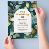 Budget Groen Goud Groen Eucalyptus Bruiloft Flyer (Hand)