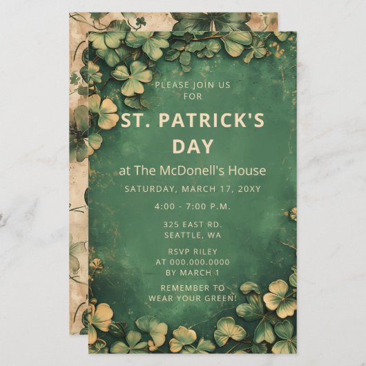 Budget  Groen Goud St Patricks Uitnodiging (Voorkant / Achterkant)