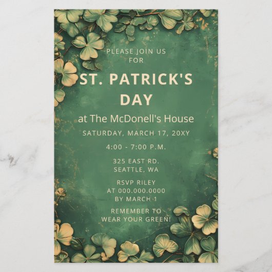 Budget  Groen Goud St Patricks Uitnodiging (Voorkant)