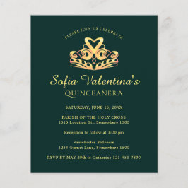 Budget Groen Goud Tiara Quinceanera uitnodiging