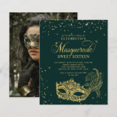 BUDGET Groen Gouden Foto Maskerade Sweet 16 (Voorkant / Achterkant)