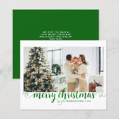 BUDGET Groen Merry Christmas Hart Script Foto (Voorkant / Achterkant)