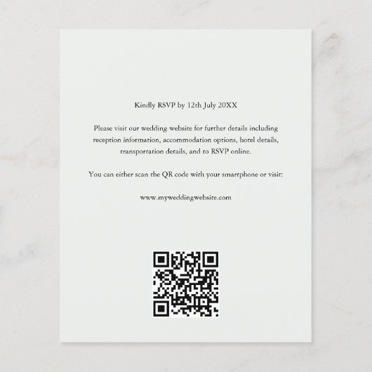 Budget Groen Moderne QR Code Bruiloft Uitnodiging Flyer (Achterkant)