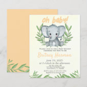 Budget groen olifant neutrale babyshower (Voorkant / Achterkant)