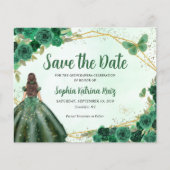 Budget Groen Prinses Quinceañera Save the Date (Voorkant)