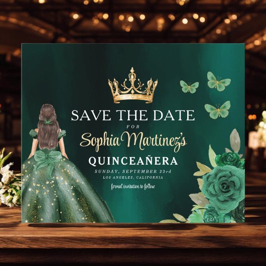 Budget Groen Prinses Quinceañera Save the Date Flyer